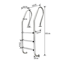 Swimming Pool handrail Climbing Ladder Stainless Steel Swimming Pool Ladder with Three Layers of Non-Slip Foot Pedals Large Ground Swimming Pool Step Safety Railing (Silver 161cm)