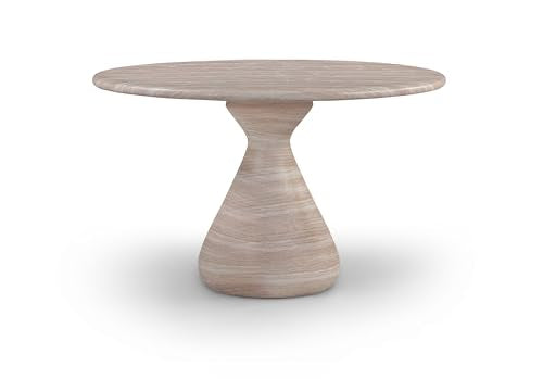 Meridian Furniture 77041Travertine-DT48 Sano Collection Art Deco Indoor/Outdoor Concrete Dining Table with Travertine Finish, Water-Transfer Finish, 48" W x 48" D x 30" H, Travertine