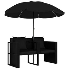 YWMLFZ Black Patio Bed with Parasol Poly Rattan Soft and Comfortable for Outdoor Backyard Gardens