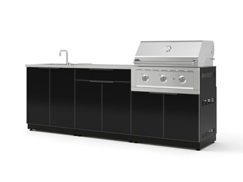 NewAge Products Classic Series 5PC Aluminum Black Modular Outdoor Kitchen Set with 33" Performance Grill NG - 24"D x 97"W x 48.5"H