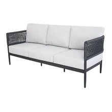 IC INTERNATIONAL CONCEPTS, Outdoor Woven Abaca Rope 3 Seater Patio Sofa with Cushions, Powder Coated Aluminium Frame, 74" W x 31" D x 28" H, 350 Lbs Wt. Capacity, Fully Assembled, Charcoal
