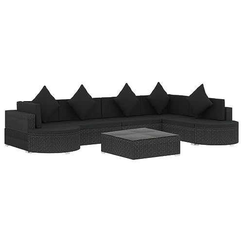 YWMLFZ Black 8 Piece Patio Lounge Set with Cushions Poly Rattan Easy to Assemble for Outdoor Backyard Gardens