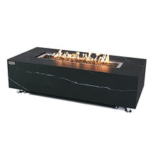Varna Marble Fire Pit 59.8" x 28" Outdoor Patio Firepit Includes Fire Glass Modern Fire Pits & Outdoor Fireplaces for Garden, Deck, Indoor & Outdoor Heating