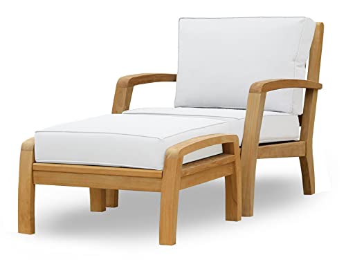 Douglas Nance Somerset Solid Teak Patio Deep Seating Club Chair w/Ottoman (Natural)