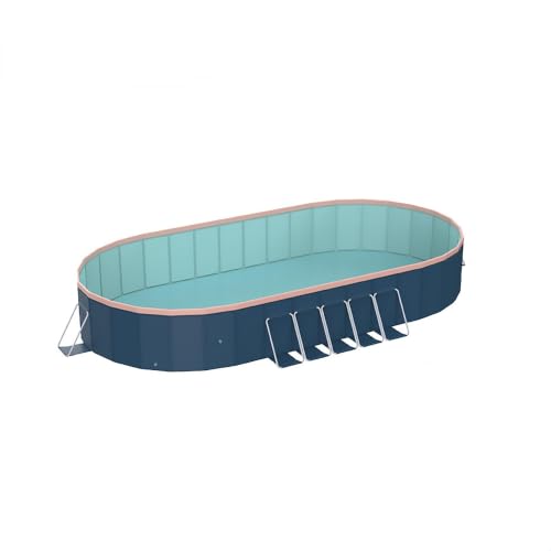 Foldable PVC Swimming Pool, Portable Above Ground Family Pool, 143", Blue