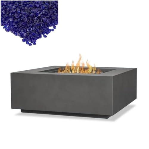 Home Square 2-Piece Set with Square Propane Fire Table & Fire Glass