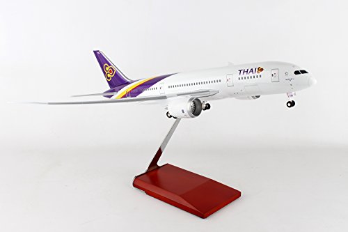 Daron Skymarks Thai 787-8 Model 1/100 with Wood Stand & Gear Purple