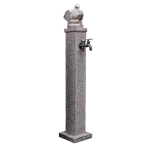 Freestanding water hydrant Garden Water Column with Double Brass Water-tap, Outdoor Garden Water Fountain Pillar Stable and Tip-over Resistant for Exterior Patio Backyard and Lawn(Size:123cm/48in)