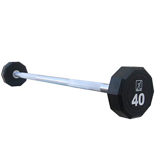 Fitness First 10-Sided Urethane Encased Straight Barbell 120 LBS Black