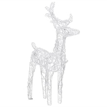LED Reindeer and Sleigh Christmas Decoration, Lighted Holiday Yard Display for Outdoor and Indoor Home Decor, Cool White Fabric Acrylic Figurine Set