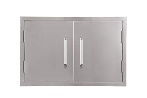 Bonfire Outdoor Kitchen Double Access Door,33x22 Inch,304 Stainless Steel BBQ Grill Doors,CBADD,Silver