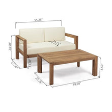 Merax 2-Piece Outdoor Acacia Wood Loveseat & Coffee Table Set