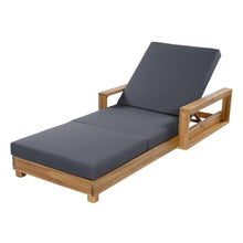 Merax Wood Chaise Lounge with 4 Triple-Fold Cushion, Dark Gray