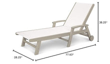 Polywood Coastal Chaise Lounge Sand/White - HDPE Outdoor Pool Lounge Chair - Adjustable Backrest Poolside Patio Furniture - Reclining Sun Lounger