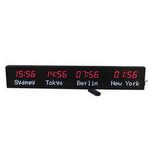 POCDOKYZ 4-Zone Led World Clock, 1.8 Inch Digits/Remote Control/Adjustable Brightness/ DC12V Powered for Office, Hotel, Airport,B