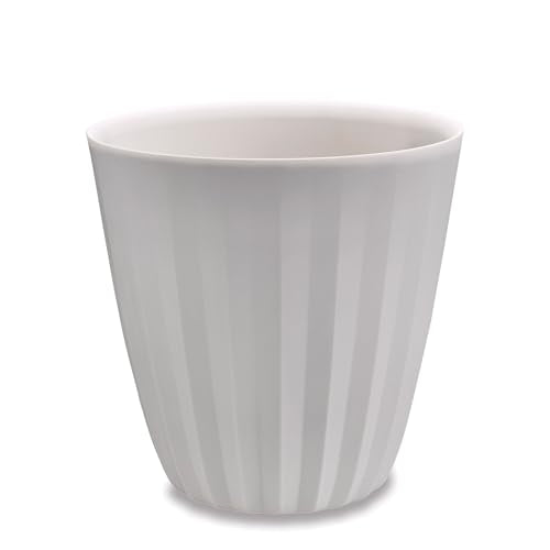 Crescent Garden Pleat Modern Decorative Planter, Indoor/Outdoor Pot, Resin Plant Pot with Drain Hole - 23" W x 27" H (Cloud White)