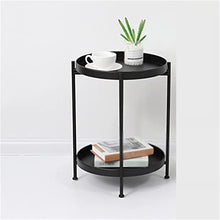 NRFJFOP Side Table Wrought Iron Double-Layer Small Coffee Round Living Room Mini Sofa
