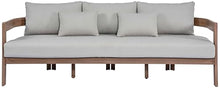 Meridian Furniture 396Grey-S Newport Collection Modern | Contemporary Outdoor Patio Sofa with Acacia Wood, Thermowood Treatment, Cover Included, Water Resistant, 86.75" W x 30.25" D x 33.25" H, Grey