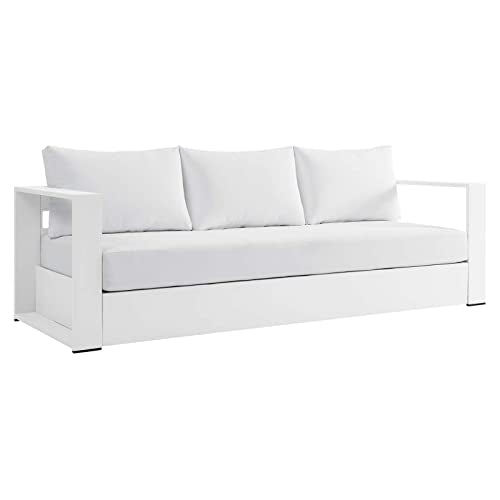 Modway Tahoe Aluminum Outdoor Patio Sofa in White White