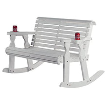 Amish Casual Heavy Duty 800 Lb Roll Back Pressure Treated Double Rocker with Cupholders (Semi-Solid White Stain)