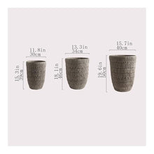 WOAITIANTIAN Flower Pots Tall Round with Wood Grain Texture Planters, Cement Floor Standing Flower Pots(Large)