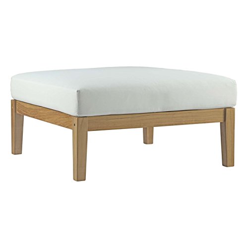 Modern Contemporary Urban Design Outdoor Patio Balcony Ottoman, White, Wood