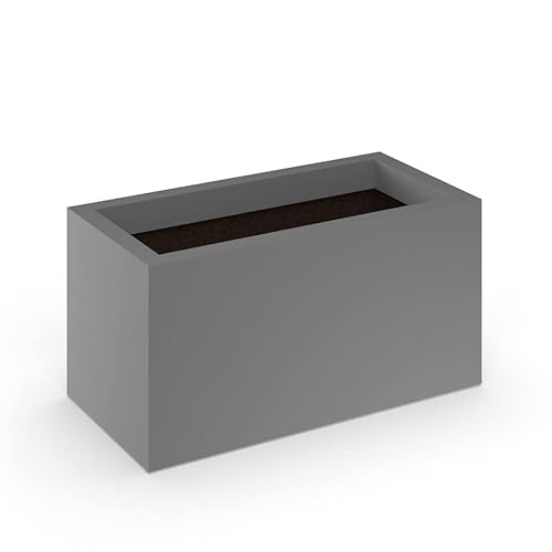 Generic Modern Fiberglass Rectangle Planters 48" L x 15" W x 24" H Dark Grey Matte