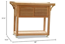 Grade A Teak Wood Outdoor Patio Solvang Teak Bar Cart with Extendable Beverage Tub #27SoC