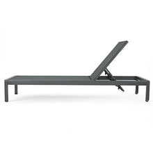 Christopher Knight Home Cape Coral Outdoor Aluminum Chaise Lounges with Mesh Seat, 2-Pcs Set, Grey / Dark Grey