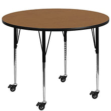 Flash Furniture Wren Mobile 60'' Round Oak Activity Table Standard Height Adjustable Legs