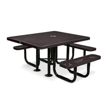 Coated Outdoor Furniture 46In Square Picnic Table, Expanded, Brown, ADA