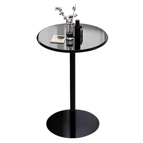 Round Coffee Table Modern Cocktail Pub Table for Small Space Breakfast Dining Area, Metal Frame Bar Tables for Living Room Dining Room Bedroom, Beige(Black,A-70x70x104cm)