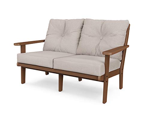 POLYWOOD® Lakeside Deep Seating Loveseat in Teak/Dune Burlap