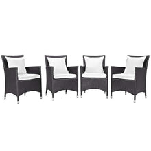 Pemberly Row Patio Dining Chair Set of 4 Espresso and White