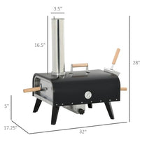 Outdoor Pizza Oven with 12" Rotating Stone, Peel and Cover, Portable Pellet Wood Fired Pizza Maker with Foldable Legs, Stainless Steel Pizza Grill for Outside, Backyard, Outdoor Kitchen