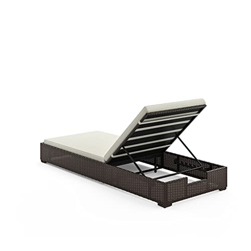 Homestyles Palm Springs Outdoor Chaise Lounge 1 Seat Beige/Brown