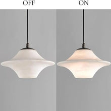 zhongheng Natural Alabaster Pendant Lights Kitchen Island, 7.1in White Lamp Fixtures, Light Marble Shade, for Bedroom Bathroom Dining Room Living