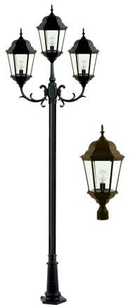 DABMAR LIGHTING INC GM2306-BZ 3-Light Post Fixture with Clear Glass