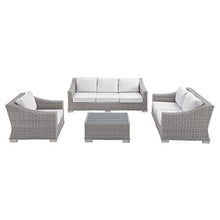 Modway Conway Sunbrella Outdoor Patio Wicker Rattan Furniture Set Light Gray White
