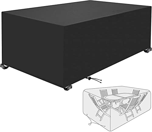 JIANSMZ Outdoor Furniture Covers 320x200x100cm Premium 600D Oxford Patio Set Covers for Rectangular Rattan Furniture Waterproof Garden Table and Chairs Protection Heavy Duty and