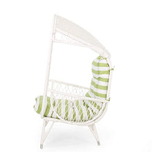 Outdoor Wicker Standing Basket Chair with Cushion for Outdoor Seating with Washable Cushion-Perfect for Balcony Deck and Poolside Furniture Sets Beige (White)