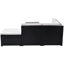 YWMLFZ 5-Piece Patio Rattan PE Wicker Furniture Corner Sofa Set, Sectional Chair, Seating, Lying Black