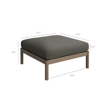 Modway Eleni Outdoor Teak Wood Ottoman in Weathered Gray Flint – Patio Foot Stool with Sunproof Foam Cushion