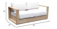 Pangea Home Harbor Two Seater Modern Acacia Wood Sofa in Beige Finish