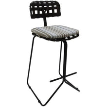 Pemberly Row Outdoor/Indoor Metal Pub Set, 30 in Bar Height Stool, Gray Powder-Coated Frame, Beige UV-Resistant Fabric Seats, Durable Patio or Deck Seating, Armless Design for Bar Tables