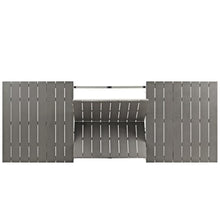 Pemberly Row Modern Patio Dining Table, 30 in Height, Aluminum/Wood, Gray Finish, 62.5-94 in Extendable, Collapsible Panel, Black Foot Caps, Outdoor Table for Backyard or Patio Dining