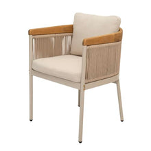 Merax Set of 4 Outdoor Dining Chair with Acacia Wood Armrests & Cushions