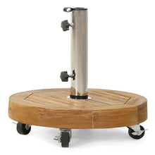 OROTLECT Heavy Umbrella Base With Wood, Stainless Steel Tube And Concrete, 1.57/1.77 Inch Pole Compatible, Look 30 Lbs Stand, Tube, 17.67" X 16.87