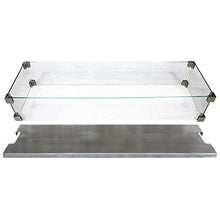 Elementi Granville 60 in Rectangular Concrete Propane Fire Pit Table + 42 in Stainless Steel Fire Pit Cover + Tempered Glass Wind Screen Guard