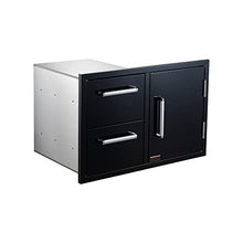 WHISTLER Outdoor Kitchen Drawers Combo Double Drawer and Single Acess Door - BBQ Island Drawers with Paper Towel Rack,33" W x 22" H x 22" D Drawer Combo Glossy Black